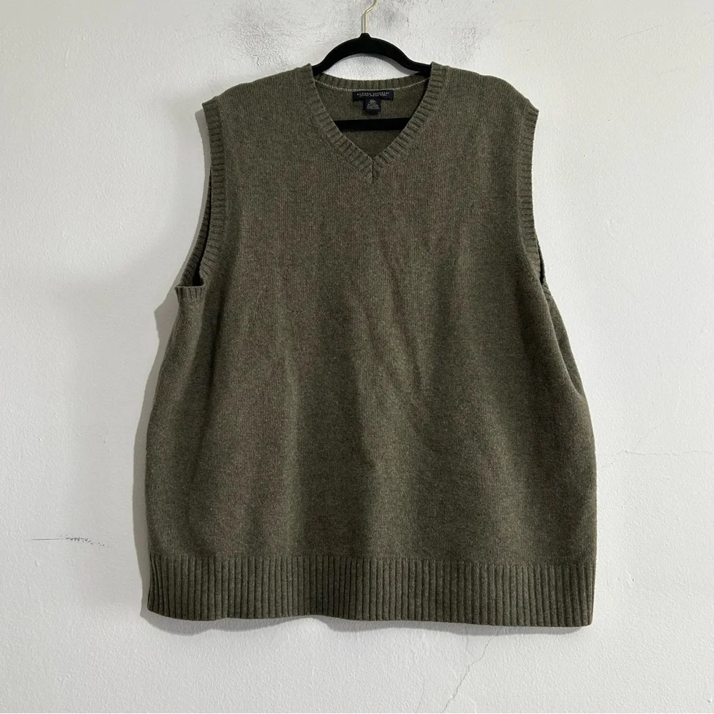 VTG Banana Republic Luxury Blend Green Sweater Vest Wool Angora Cashmere Preppy